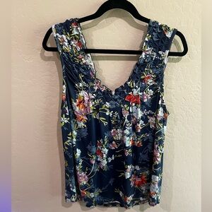 Maurices Floral V-Neck Tank Top - Navy and Multicolor